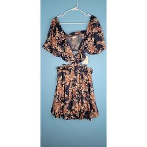 NWT Altar'd State Size XXL Navy Blue Floral Dress With Cut Outs Open Back Zipper